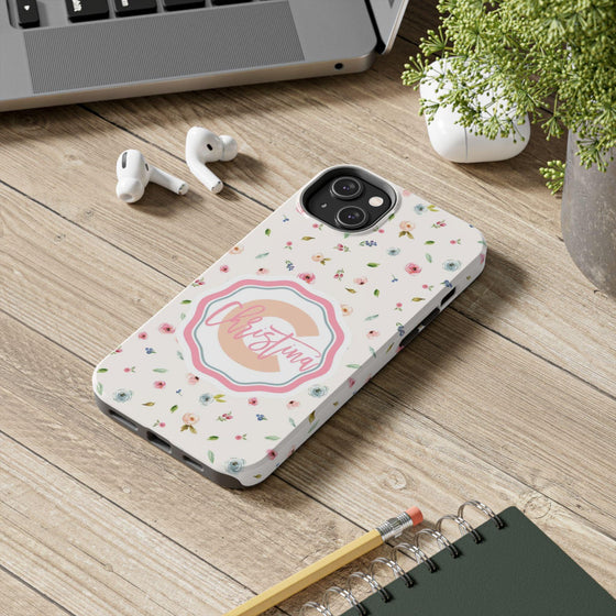 Personalized Floral Tough Phone Case - Custom Name Design - PC030