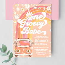  Editable One Groovy Babe Birthday Invitation G312