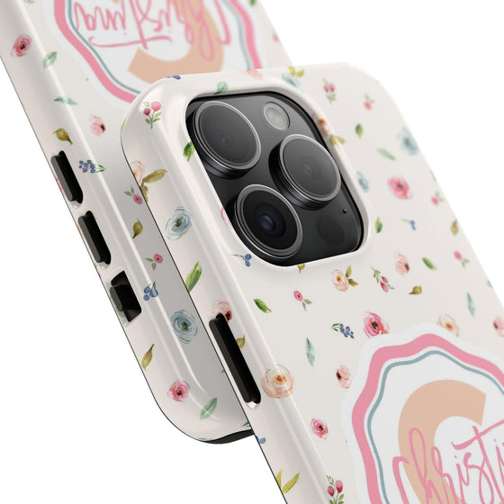 Personalized Floral Tough Phone Case - Custom Name Design - PC030