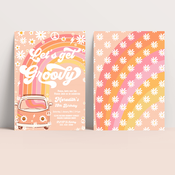 Editable Let's Get Groovy Birthday Invitation G313