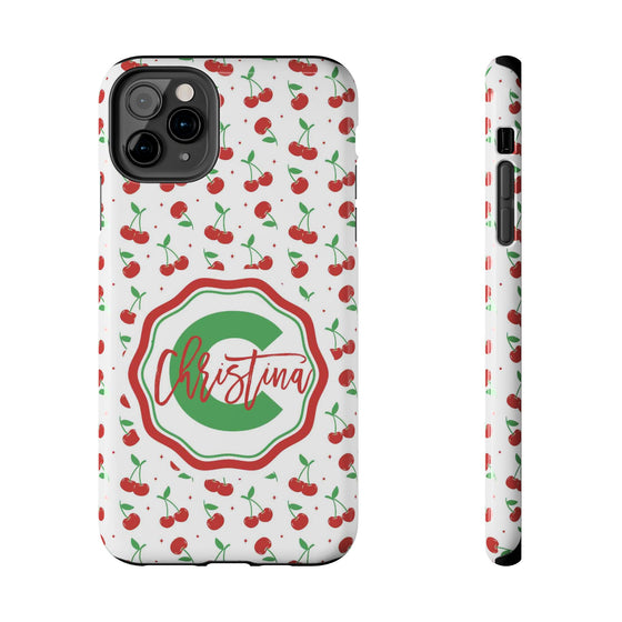 Personalized Cherry Tough Phone Case – Custom Name Design - PC021