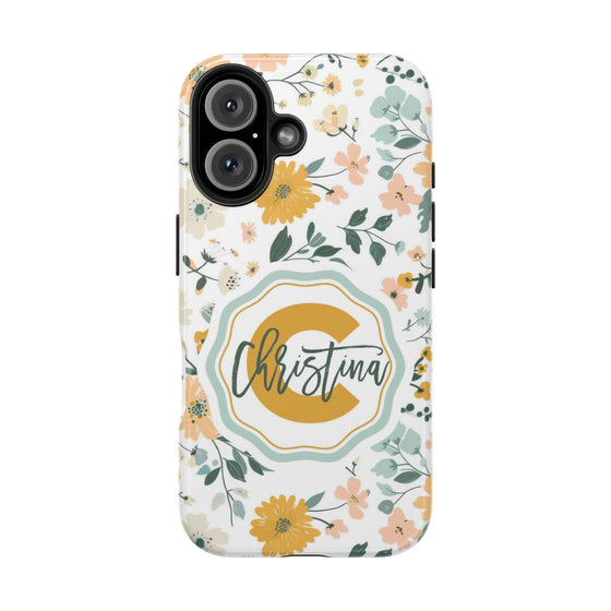 Personalized Floral Tough Phone Case - Custom Name Design - PC007