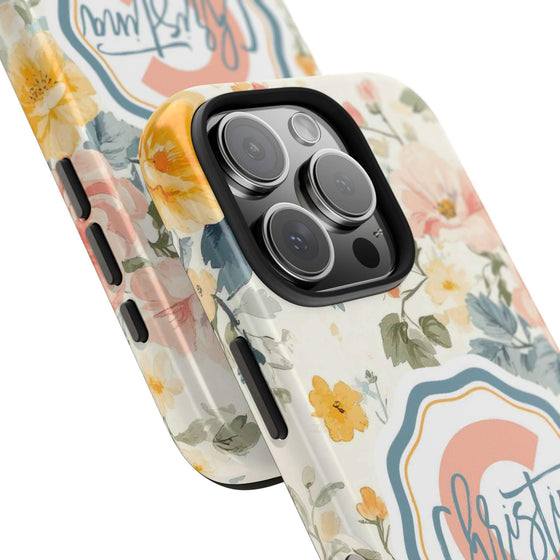 Personalized Floral Tough Phone Case - Customized with Name | Durable Protection - PC013