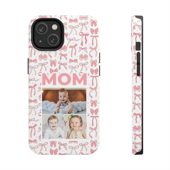 Personalized Mom Photo Collage Phone Case - Bow Design -PC015