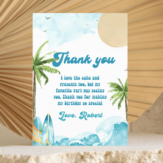 Editable The Big One Birthday Thank You Card  BO1