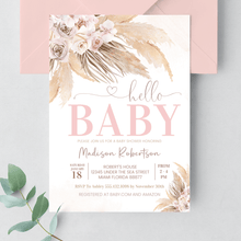  Editable Pampas Grass Baby Shower Invitation BP102