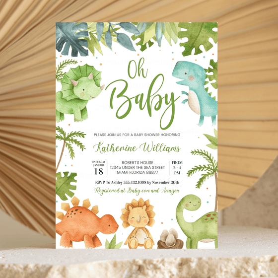 Editable Dinosaur Baby Shower Invitation DI102
