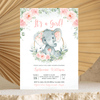 Editable It's A Girl Elephant Baby Shower Invitation E102