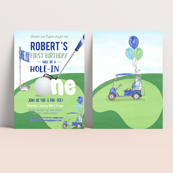Editable Hole In One Birthday Invitation G02