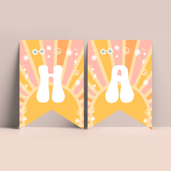 Editable Groovy Birthday Banner G116