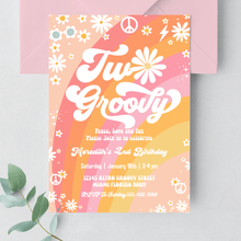  Editable Two Groovy Birthday Invitation G402