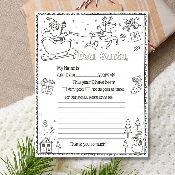 Letter To Santa Printable Coloring LTS102
