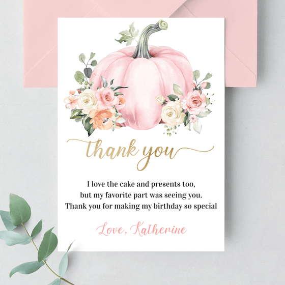 Editable Our Little Pumpkin Thank You Card PB102