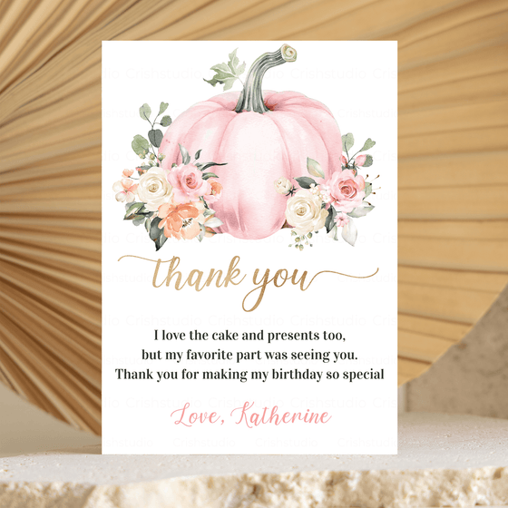 Editable Our Little Pumpkin Thank You Card PB102