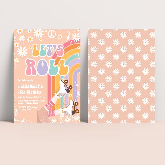 Editable Skate Party Invitation LR102