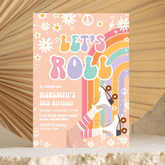 Editable Skate Party Invitation LR102