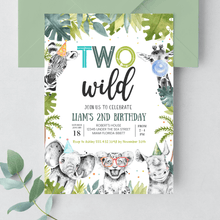  Editable Two Wild Birthday Invitation S102