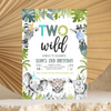 Editable Two Wild Birthday Invitation S102