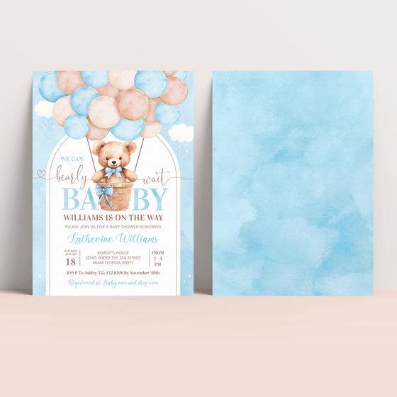 Editable We Can Bearly Wait Baby Shower Invitation T202