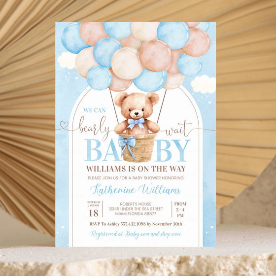 Editable We Can Bearly Wait Baby Shower Invitation T202