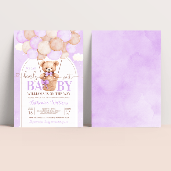 Editable We Can Bearly Wait Baby Shower Invitation T602