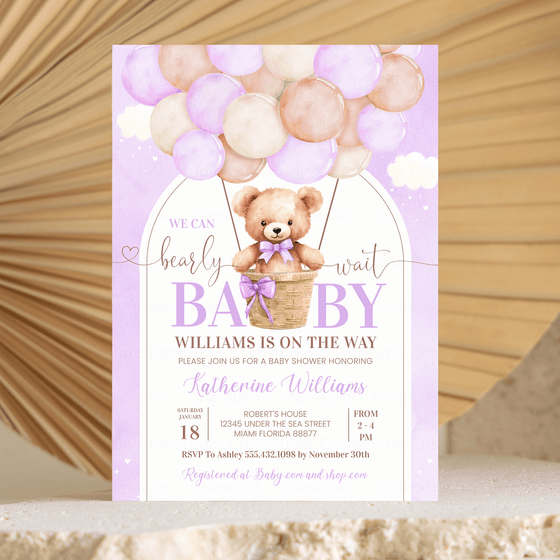 Editable We Can Bearly Wait Baby Shower Invitation T602