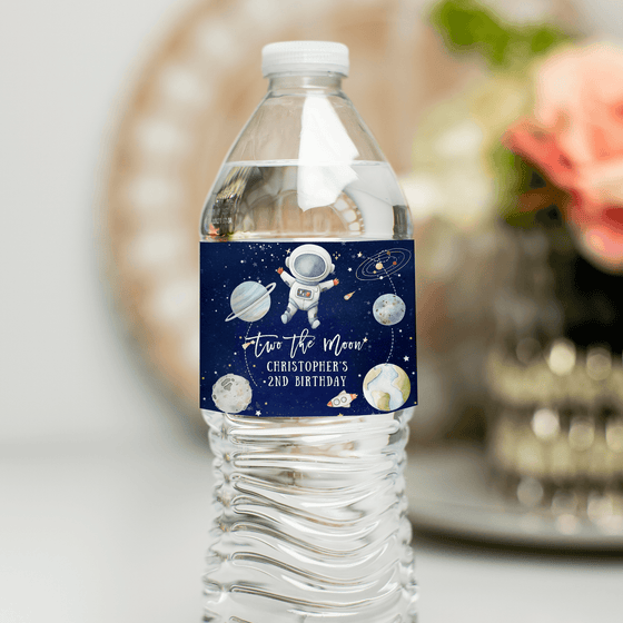 Editable Two The Moon Water Bottle Labels TM01