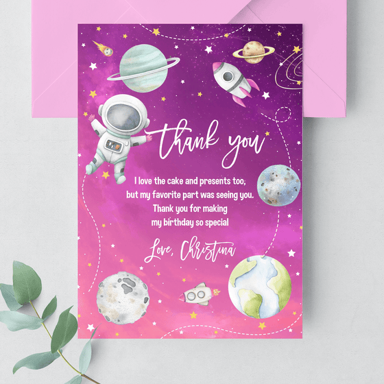 Editable Two The Moon Thank You Card TM02