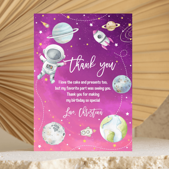 Editable Two The Moon Thank You Card TM02