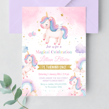  Editable Unicorn Birthday Invitation UN102