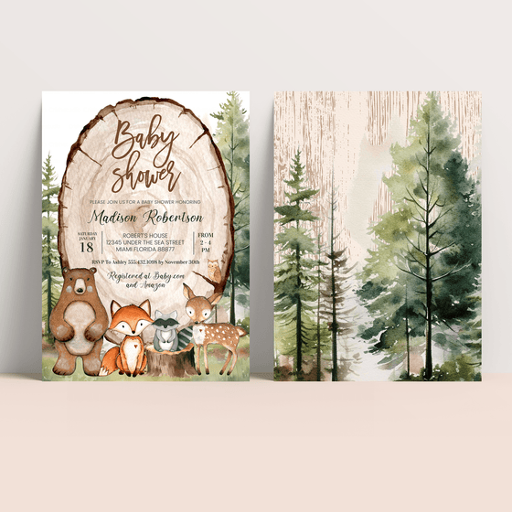 Editable Woodland Baby Shower Invitation W103