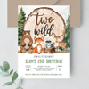Editable Two Wild Birthday Invitation W402