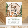 Editable Two Wild Birthday Invitation W402