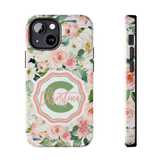 Personalized Floral Phone Case - Custom Tough Case with Name - PC025