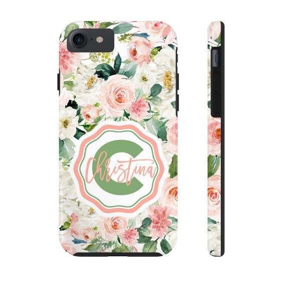 Personalized Floral Phone Case - Custom Tough Case with Name - PC025