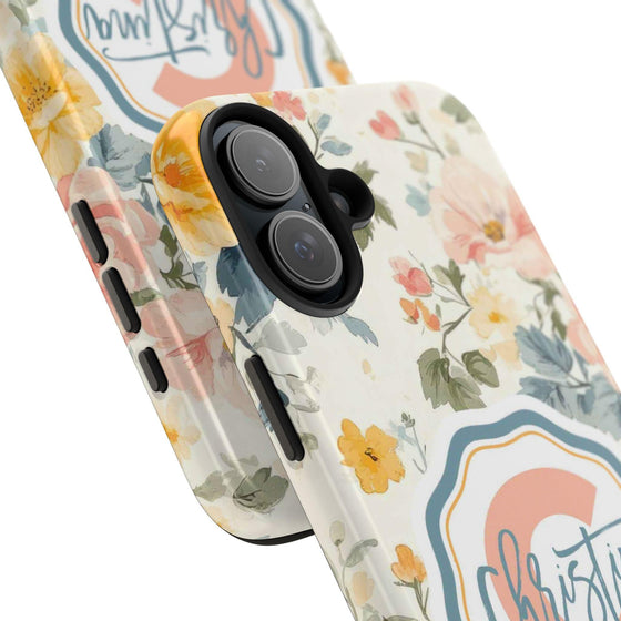 Personalized Floral Tough Phone Case - Customized with Name | Durable Protection - PC013