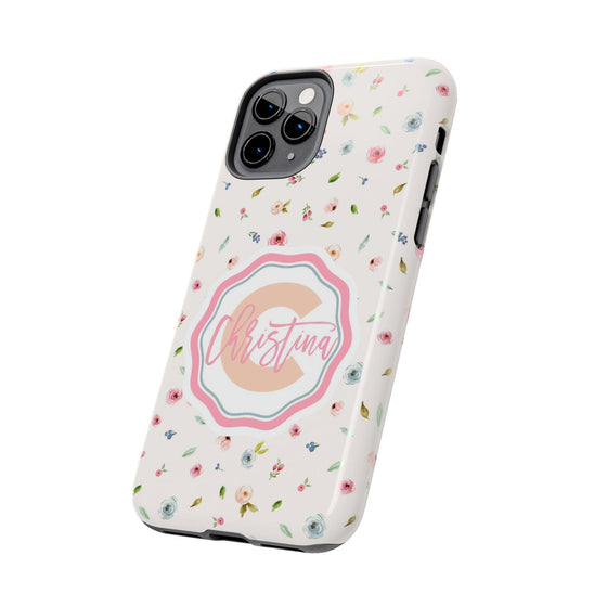Personalized Floral Tough Phone Case - Custom Name Design - PC030