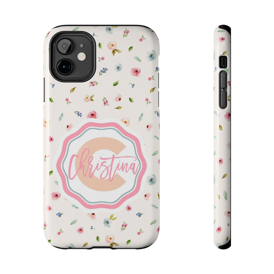 Personalized Floral Tough Phone Case - Custom Name Design - PC030