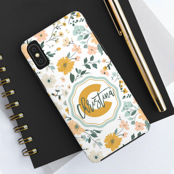 Personalized Floral Tough Phone Case - Custom Name Design - PC007
