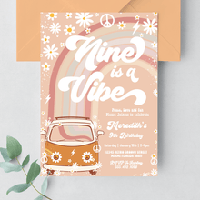  Editable Nine Is A Vibe Birthday Invitation G609
