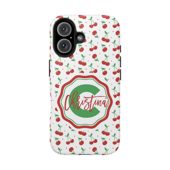 Personalized Cherry Tough Phone Case – Custom Name Design - PC021