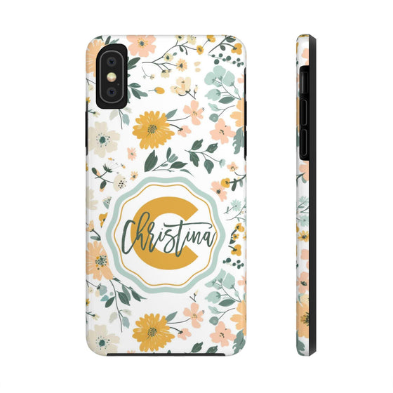 Personalized Floral Tough Phone Case - Custom Name Design - PC007