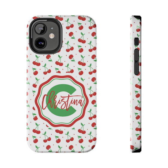 Personalized Cherry Tough Phone Case – Custom Name Design - PC021