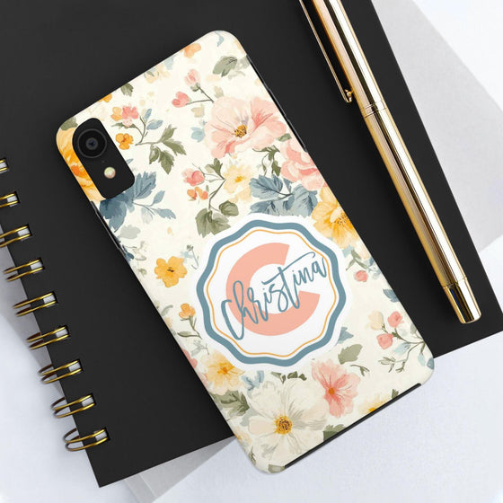 Personalized Floral Tough Phone Case - Customized with Name | Durable Protection - PC013