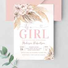  Editable Pampas Grass Baby Shower Invitation BP103
