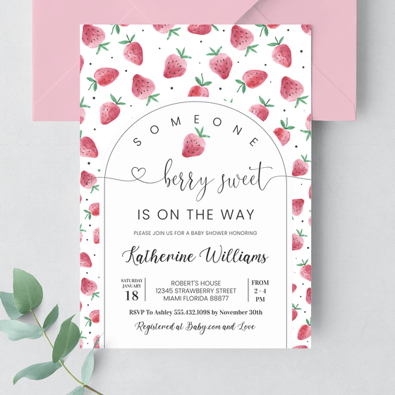 Editable Strawberry Baby Shower Set BS05
