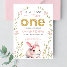  Editable Some Bunny Is One Birthday Invitation BU03