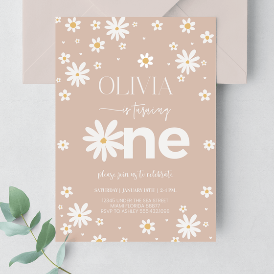 Editable Daisy 2nd Birthday Invitation D103