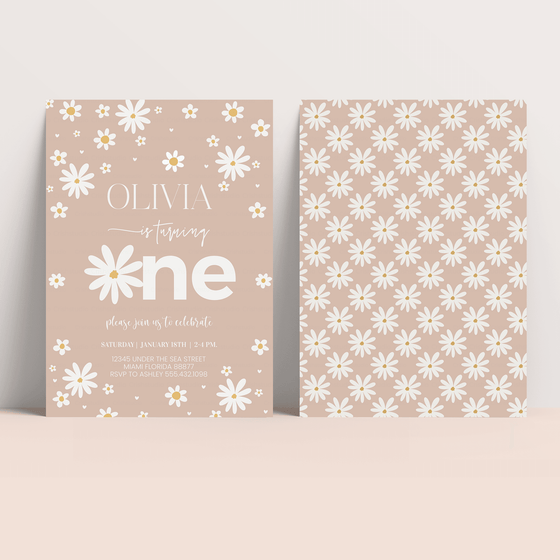 Editable Daisy 2nd Birthday Invitation D103