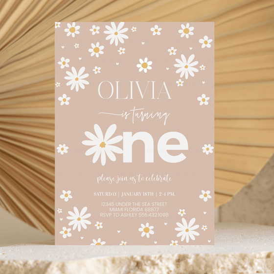 Editable Daisy 2nd Birthday Invitation D103